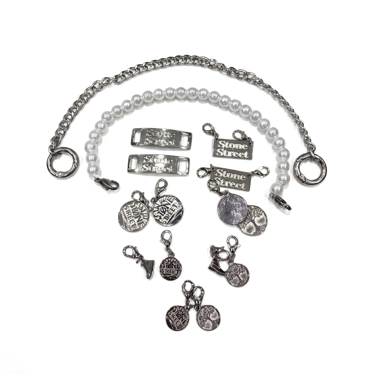 Kit Fai Da Te Timberland: catena, filo di perle, placchette Stone Street e charms argento