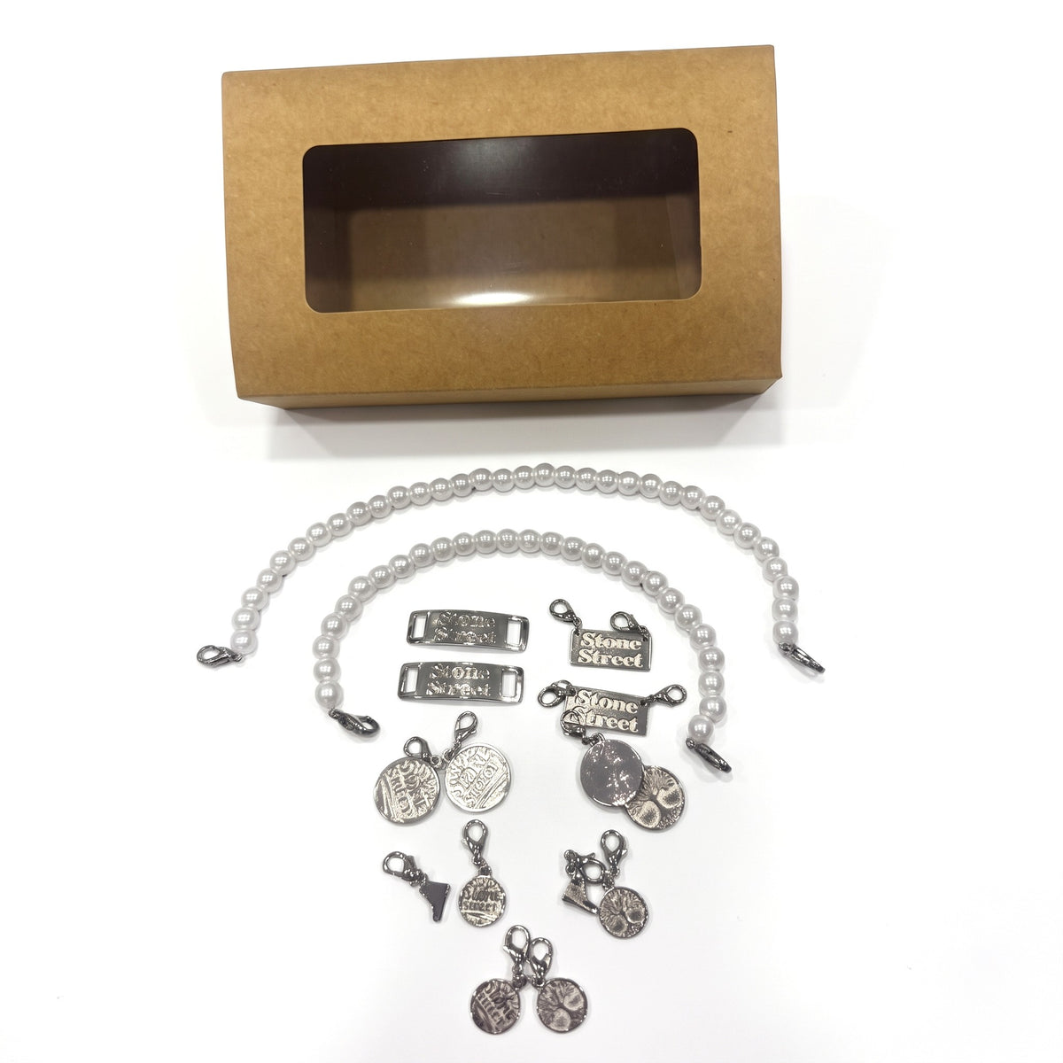 Kit Perle e Charms Argento con la sua confezione