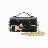 Borsa Alviero Rodriguez Chery Art Of Flower con fiori a linea sottile su fondo nero con tocchi rosa