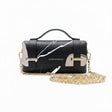 Borsa Alviero Rodriguez Chery Fashion Ink con pennellate bianche e beige su fondo nero