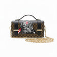 Borsa Alviero Rodriguez Chery Marilyn Pattern Brown con Marilyn su fondo a scacchi marrone