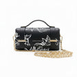 Borsa Alviero Rodriguez Chery Roses White con rose bianche a linea su fondo nero