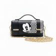 Borsa Alviero Rodriguez Chery Scacchi Nero con un muso cartoon in bianco e nero su scacchi