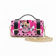 Borsa Alviero Rodriguez Chery Pois Rosa con pois neri su fondo rosa e un personaggio cartoon