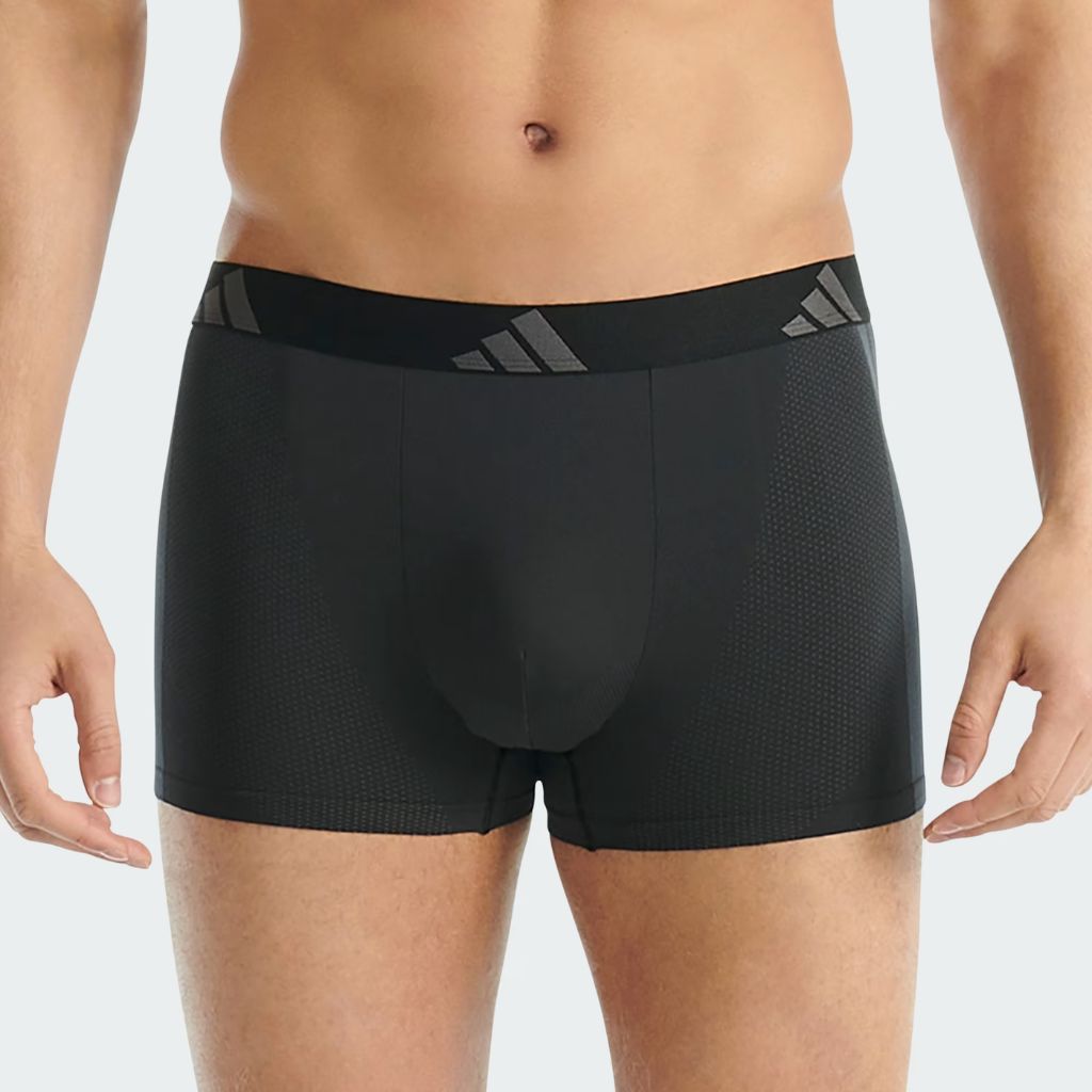 Boxer uomo Adidas Active Micro Stretch Seamless 2 pack in tessuto stretch grigio con logo 3 strisce sul fianco.
