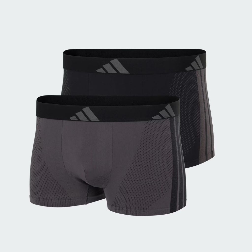 Boxer uomo Adidas Active Micro Stretch Seamless 2 pack in tessuto stretch grigio con logo 3 strisce sul fianco.
