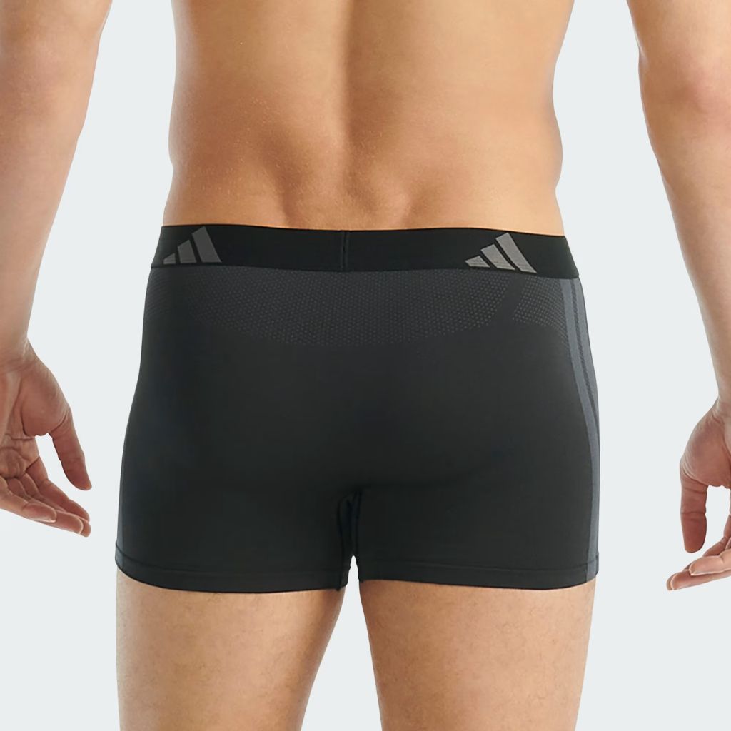 Boxer uomo Adidas Active Micro Stretch Seamless 2 pack in tessuto stretch grigio con logo 3 strisce sul fianco.