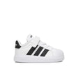 Sneakers adidas bianche da bambino con tre strisce nere e strappo
