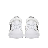 Sneakers adidas bianche da bambino con tre strisce nere e strappo