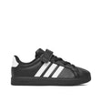 Sneakers adidas nere da bambino con tre strisce bianche e strappo