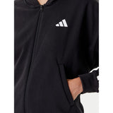 Tuta completa adidas nera con felpa con zip e pantalone ampio