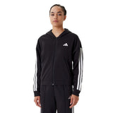 Tuta completa adidas nera con felpa con zip e pantalone ampio