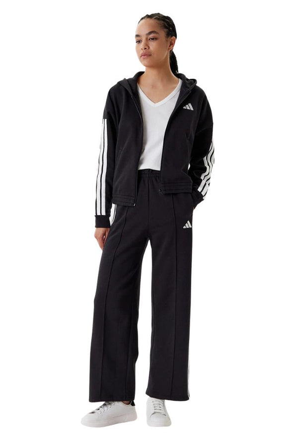 Tuta completa adidas nera con felpa con zip e pantalone ampio