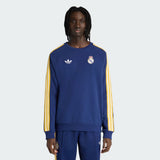 Felpa Adidas Originals Real Madrid blu navy con bande gialle sulle maniche