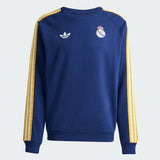 Felpa Adidas Originals Real Madrid blu navy con bande gialle sulle maniche