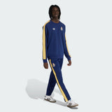Felpa Adidas Originals Real Madrid blu navy con bande gialle sulle maniche