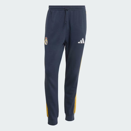 Pantaloni Adidas Real Madrid blu navy con bande gialle e polsino