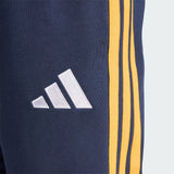 Pantaloni Adidas Real Madrid blu navy con bande gialle e polsino