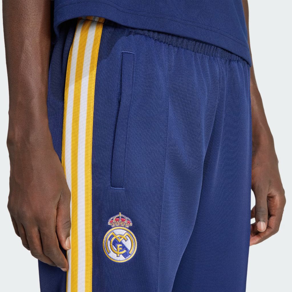 Pantaloni Adidas Originals Real Madrid blu navy con bande gialle laterali