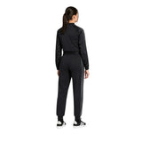 Tuta Adidas nera con giacca bomber corta e pantaloni con bande grigie
