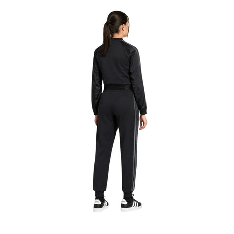 Tuta Adidas nera con giacca bomber corta e pantaloni con bande grigie