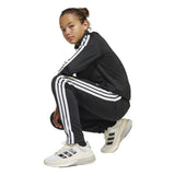 Tuta Adidas nera con giacca con zip e pantaloni con bande bianche