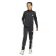 Tuta Adidas nera con giacca con zip e pantaloni con bande bianche