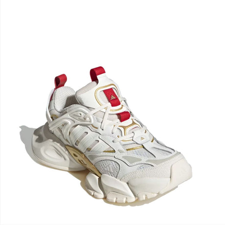 Adidas XLG Runner Deluxe bianco sporco con dettagli oro metallizzato e rosso