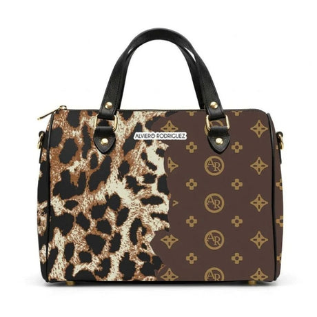 Borsa bauletto Alviero Rodriguez con stampa animalier e monogramma AR