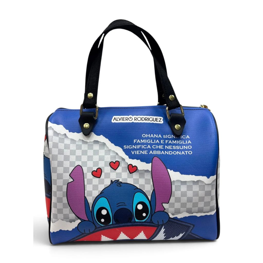 Bauletto Alviero Rodriguez blu con stampa cartoon pop
