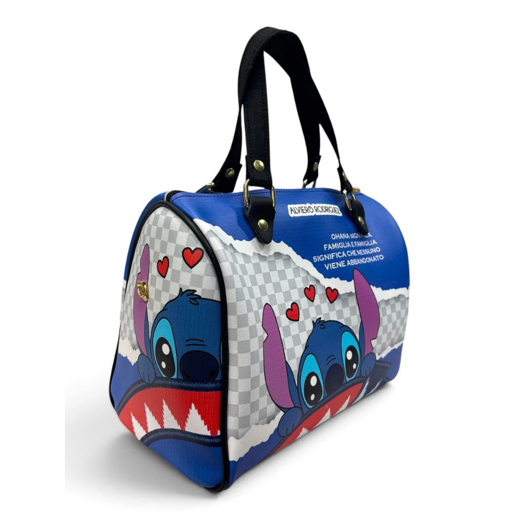 Bauletto Alviero Rodriguez blu con stampa cartoon pop