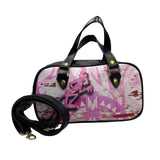 Mini bag Alviero Rodriguez in ecopelle con stampa rosa effetto muro e manici neri