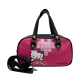 Mini Puff Alviero Rodriguez fucsia con cuore a mattoncini, manici neri e tracolla