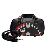 Mini Puff Alviero Rodriguez nera con zigzag rossi e bianchi e tracolla