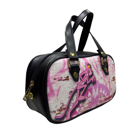 Mini bag Alviero Rodriguez in ecopelle con stampa rosa effetto muro e manici neri