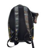 Zaino nero con stampa fiabesca, scritta never grow up e pochette abbinata