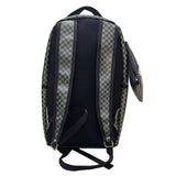 Zaino in ecopelle nero con orsetto di peluche maculato, frase scritta e pochette abbinata