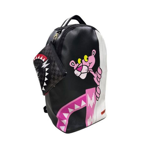 Zaino Alviero Rodriguez bicolore nero e bianco con illustrazione cartoon rosa