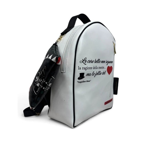 Zaino Alviero Rodriguez bianco con citazione stampata
