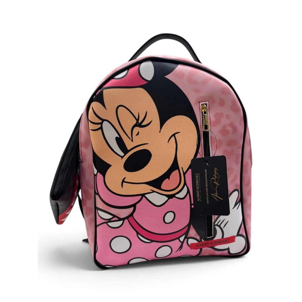 Zaino Alviero Rodriguez rosa con stampa e pochette