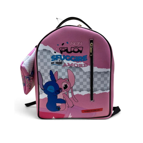 Zaino Alviero Rodriguez rosa con personaggi cartoon abbracciati