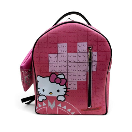 Zaino Alviero Rodriguez rosa con gattina kawaii pixel-art