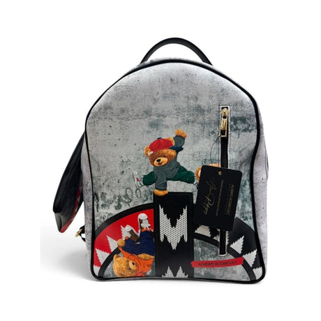 Zaino Alviero Rodriguez grigio con teddy bear streetwear