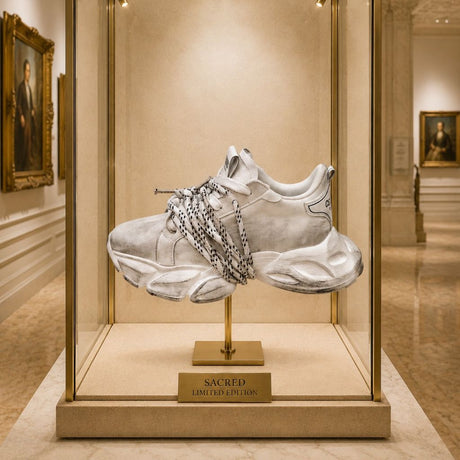 Sneaker bianca vintage chunky con doppio laccio