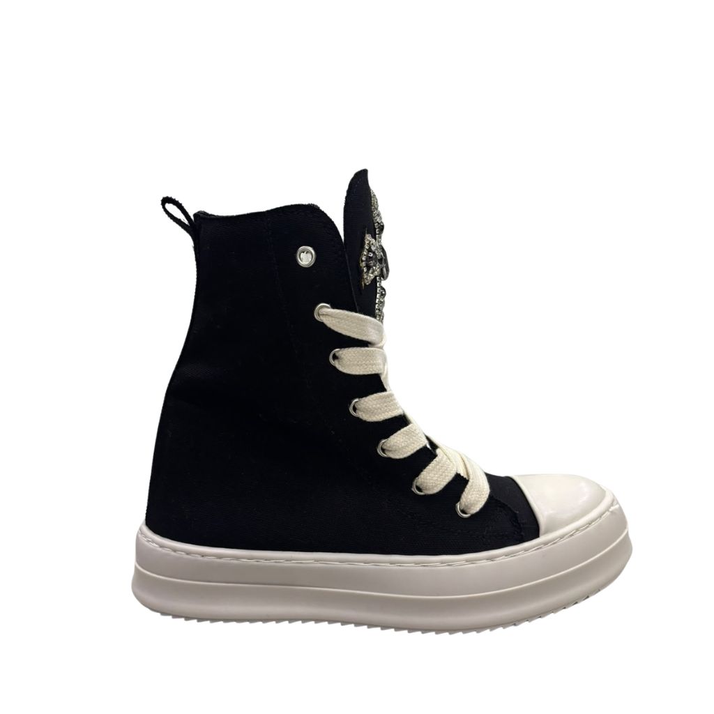 Sneaker Censored alta nera con croce gioiello