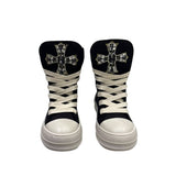 Sneaker Censored alta nera con croce gioiello