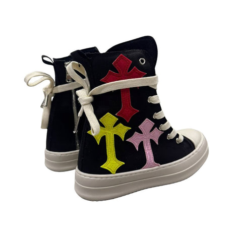 Sneaker alta Censored Croix Patch nera, dettaglio delle croci