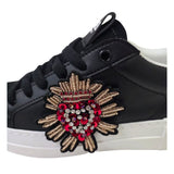 Sneaker Sacred nera con ricamo sacro cuore gioiello