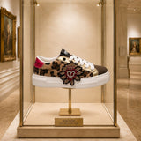 Sneaker Sacred leopardata con ricamo sacro cuore gioiello