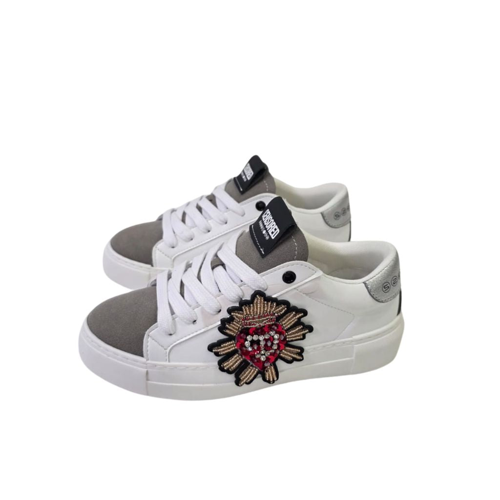 Sneaker Sacred bianca con ricamo sacro cuore gioiello